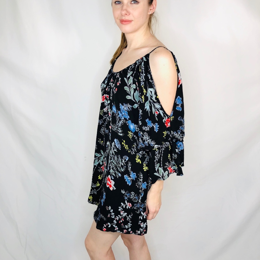 Parker Floral Open Shoulder Mini Dress Silk 0702 - Picture 5 of 7
